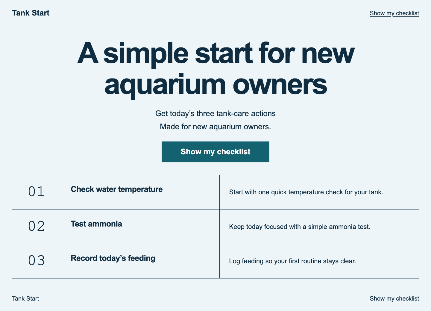 The Tank Start page created by Factory v0.